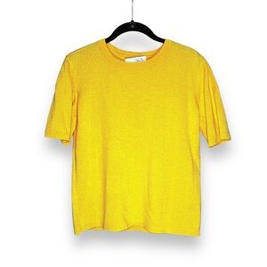 Vintage Escada Yellow Wool Knit Short Sleeve Crewneck Sweater EU38 Medium